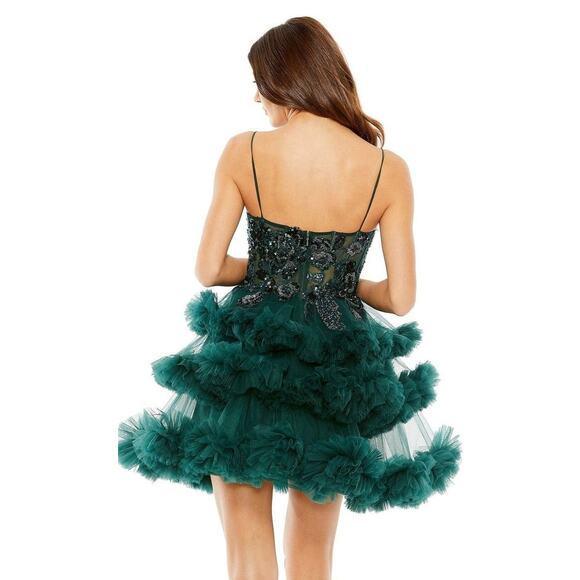 Mac Duggal 20645 Beaded Bodice Tiered Tulle Dress CHRISTMAS - Picture 2 of 3